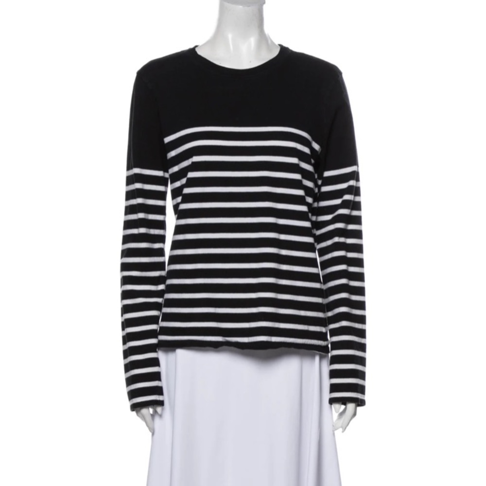 La Ligne Black Striped Crew Neck T-Shirt Size Medium